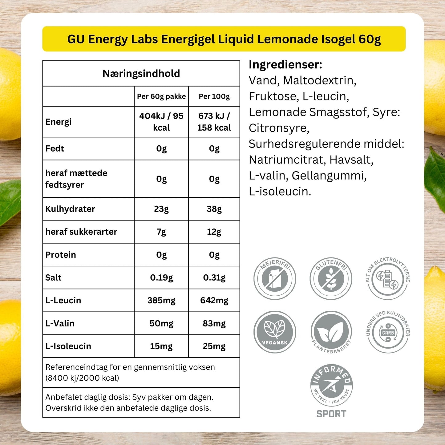Gu Energy Liquid Energy Gel Limonade 12pack