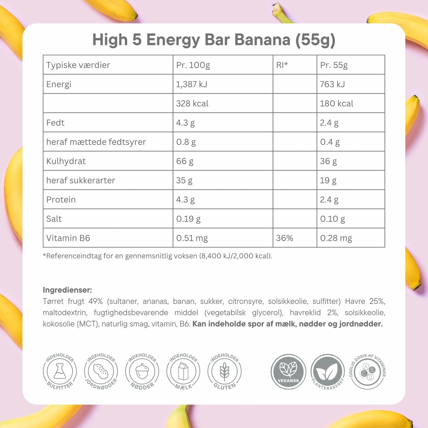 High5 Energy Bar Banan 55g. 12pack