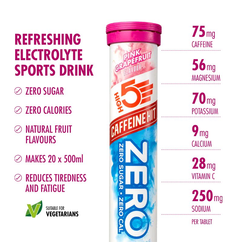High5 Elektrolyttabs ZERO Caffeine Hit Pink Grapefruit (8x20 tabs)