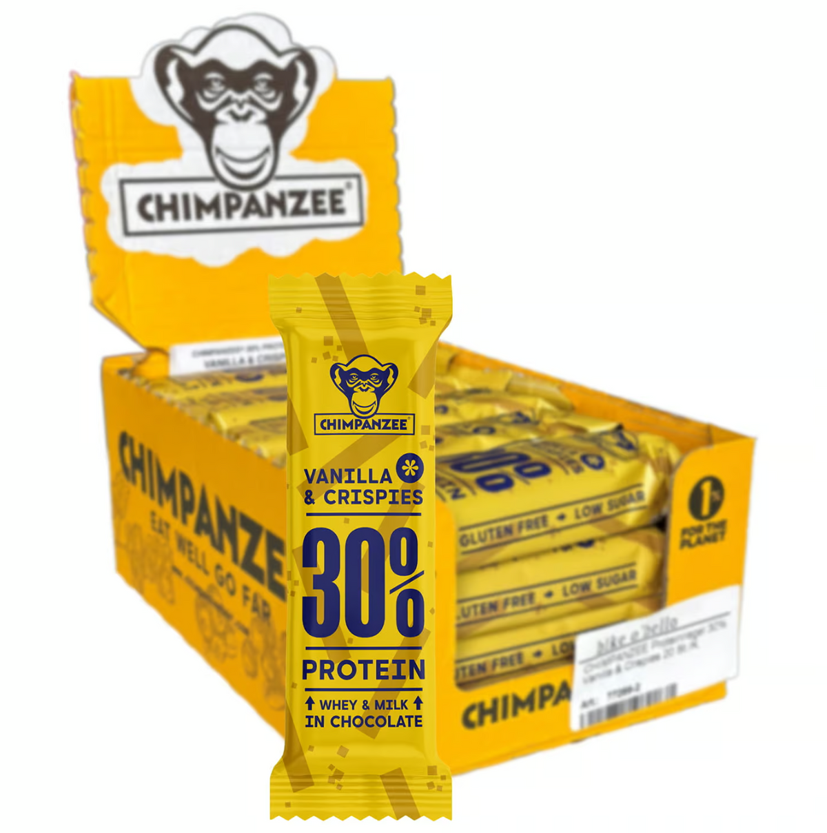 Chimpanzee Protein Bar 30% Vanilla & Crispies (Gluten Free/Vegetarian) 50g 20pack