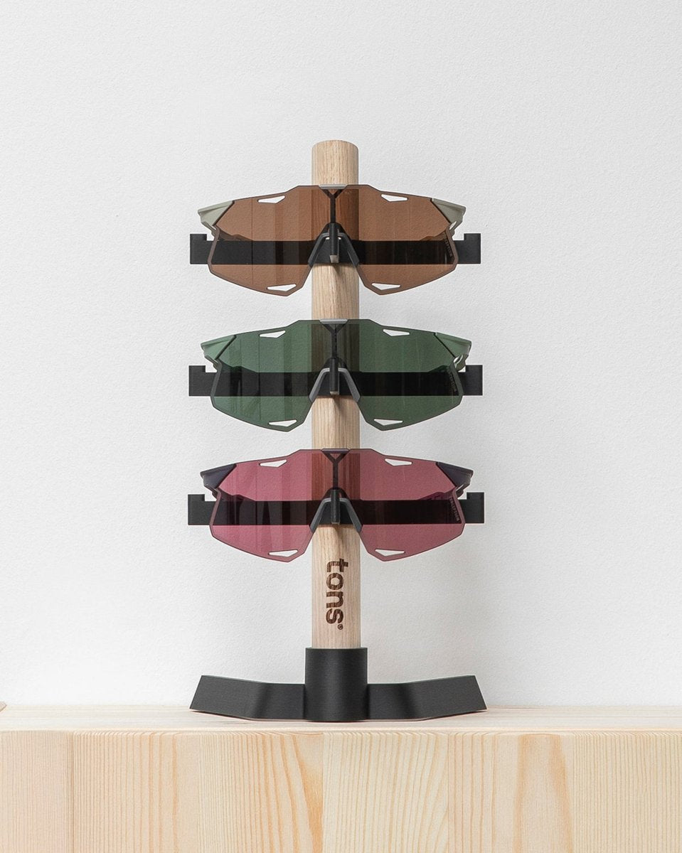 Tons Desk Organiser . 3x Glasses Smoked Oak