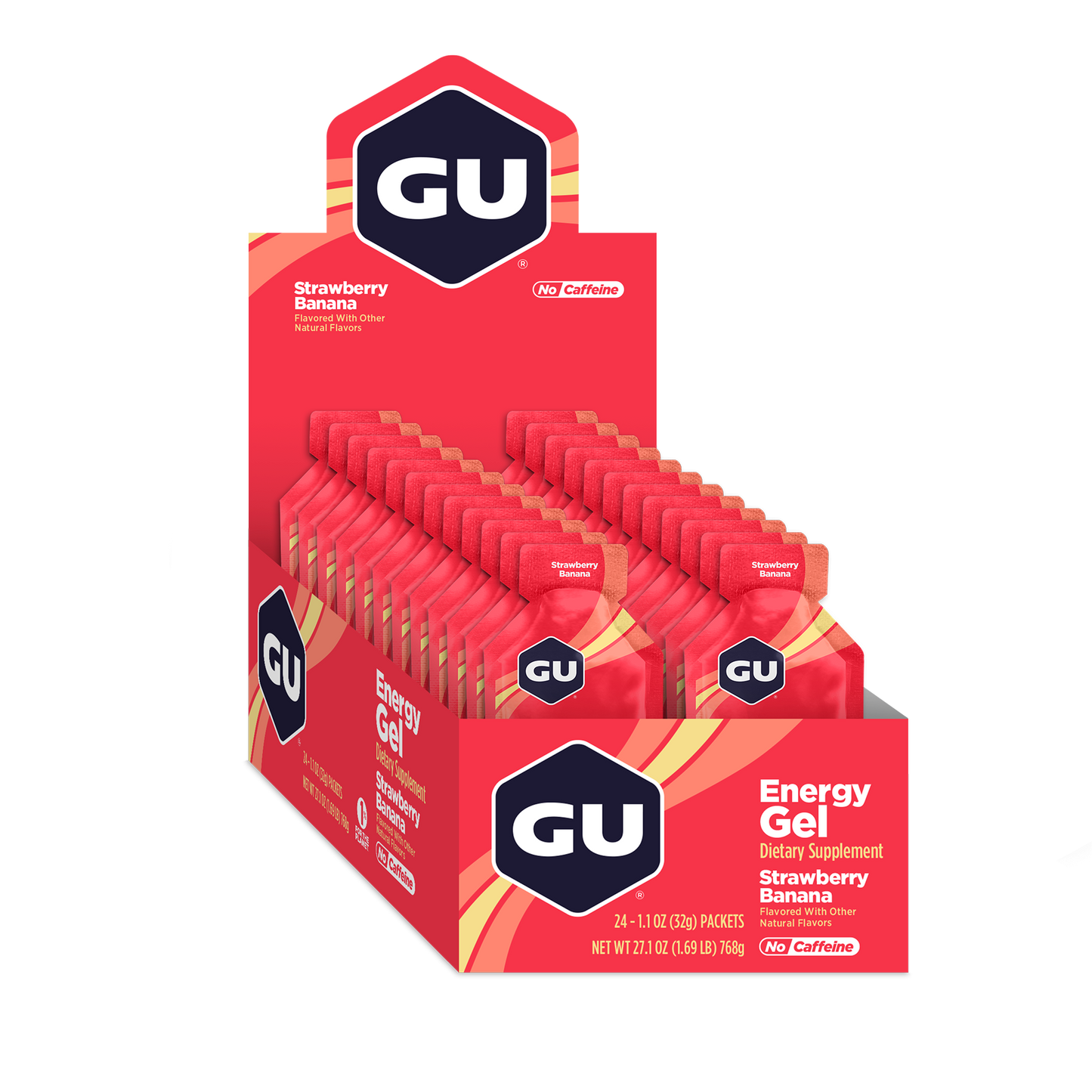 GU Energy Energigel Strawberry Banana med koffein 32g 24pack