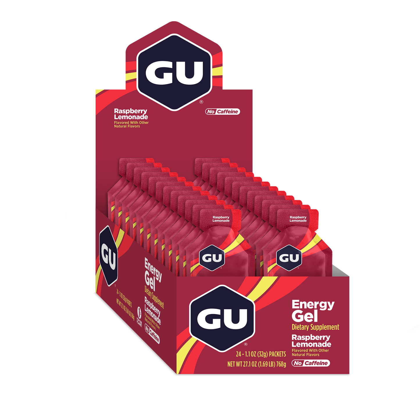 GU Energy Energigel Raspberry Lemonade med koffein 32g 24pack
