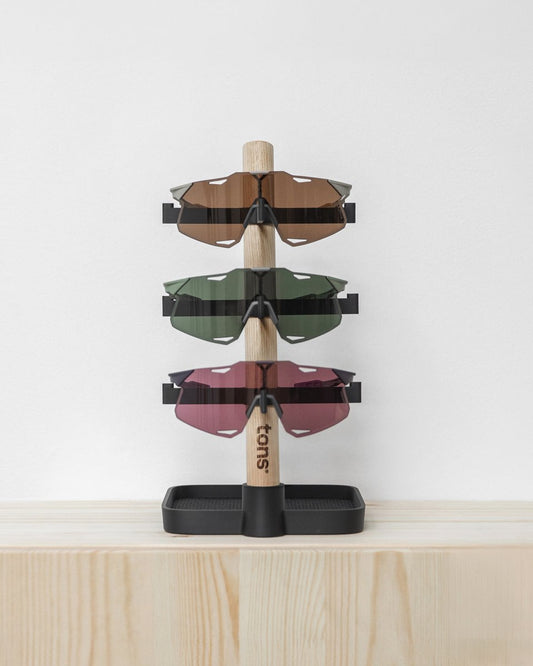 Tons Desk Organiser . 3x Glasses + Charging Tray Natural Oak