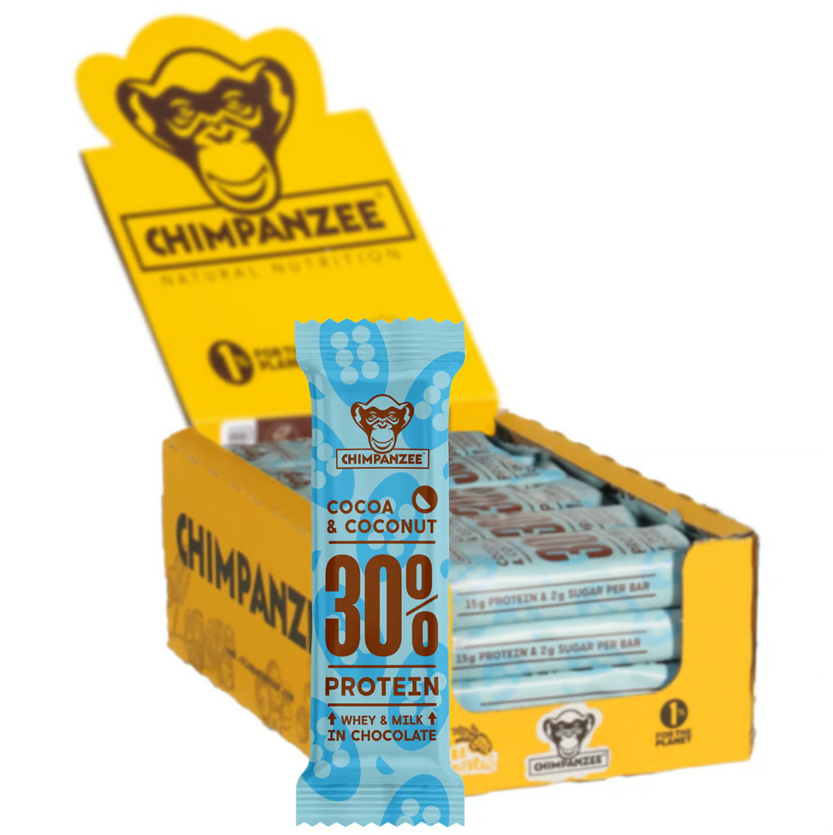 Chimpanzee Protein Bar 30% Cocoa & Coconut Gluten Free/Vegetarian 50g 20pack