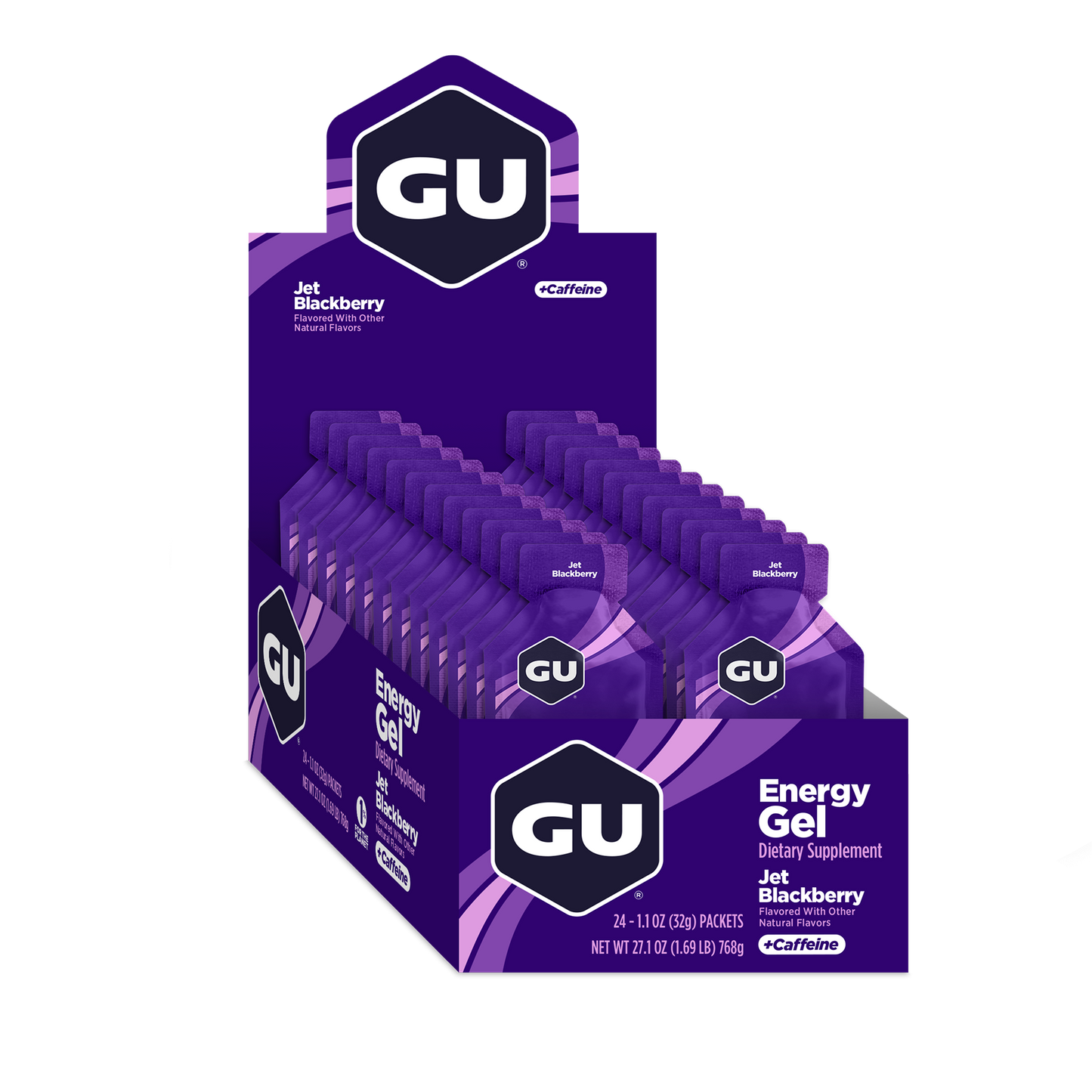 GU Energy Energigel Jet Blackberry med koffein 32g 24pack