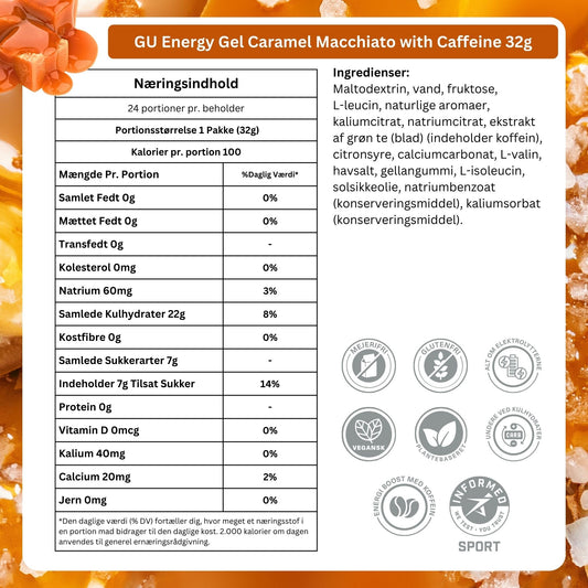 GU Energy Energigel Caramel Macchiato med koffein 32g 24pack