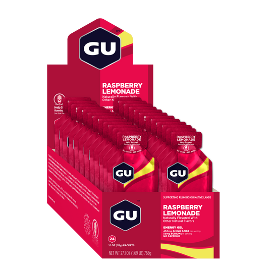GU Energy Energigel Raspberry Lemonade med koffein 32g 24pack