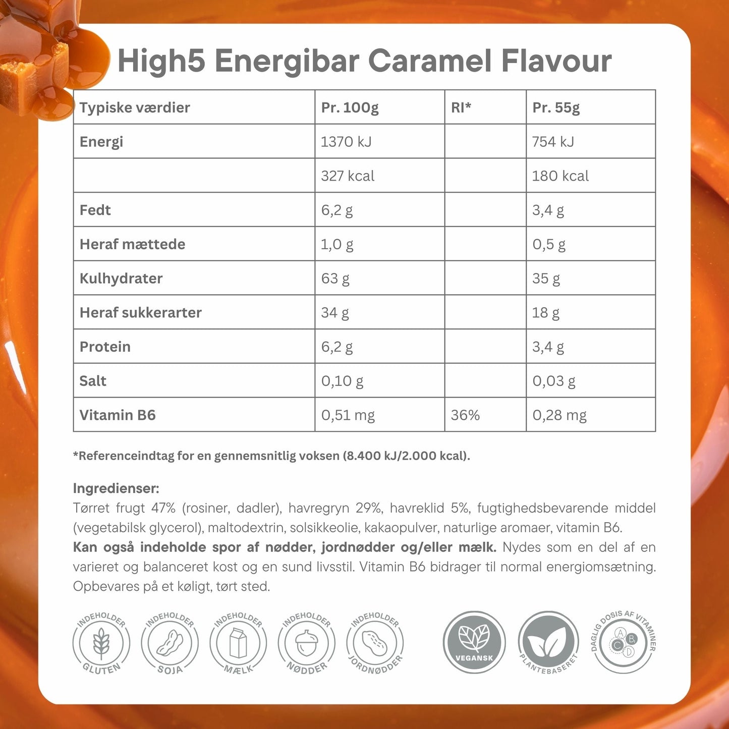 High5 Energy Bar Caramel 55g. 12pack