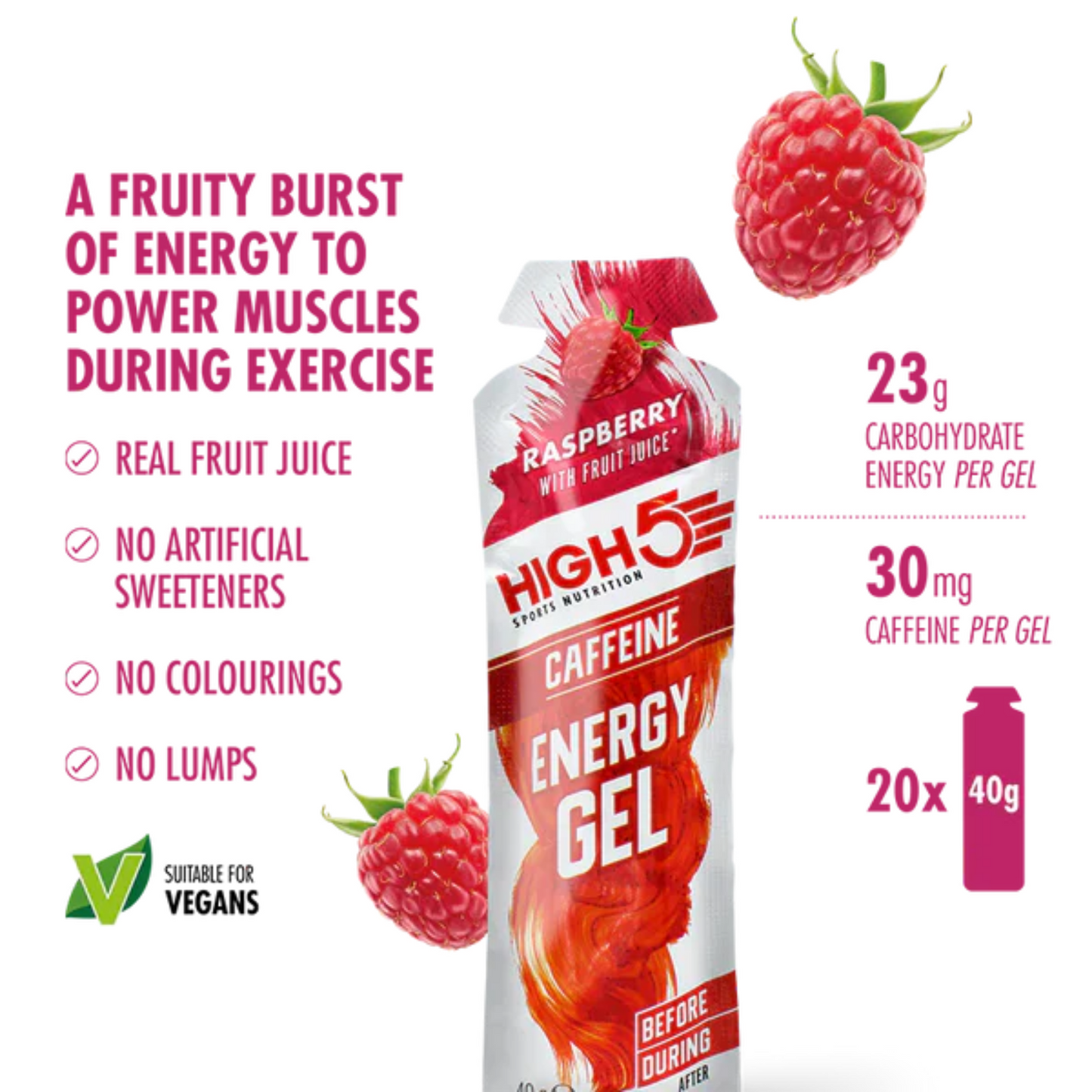 High5 Energy Gel Caffeine Raspberry (20x40g)