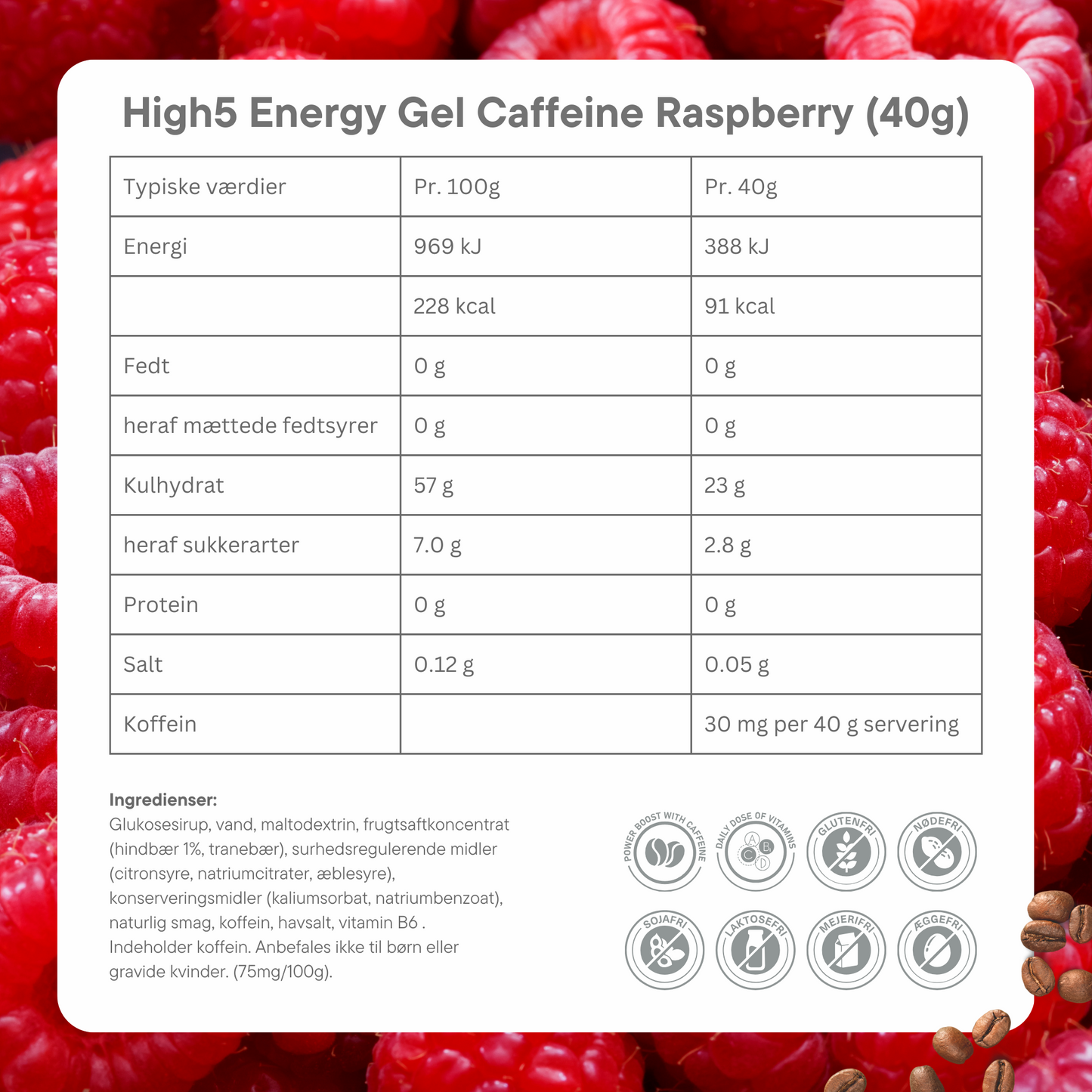 High5 Energy Gel Caffeine Raspberry (20x40g)
