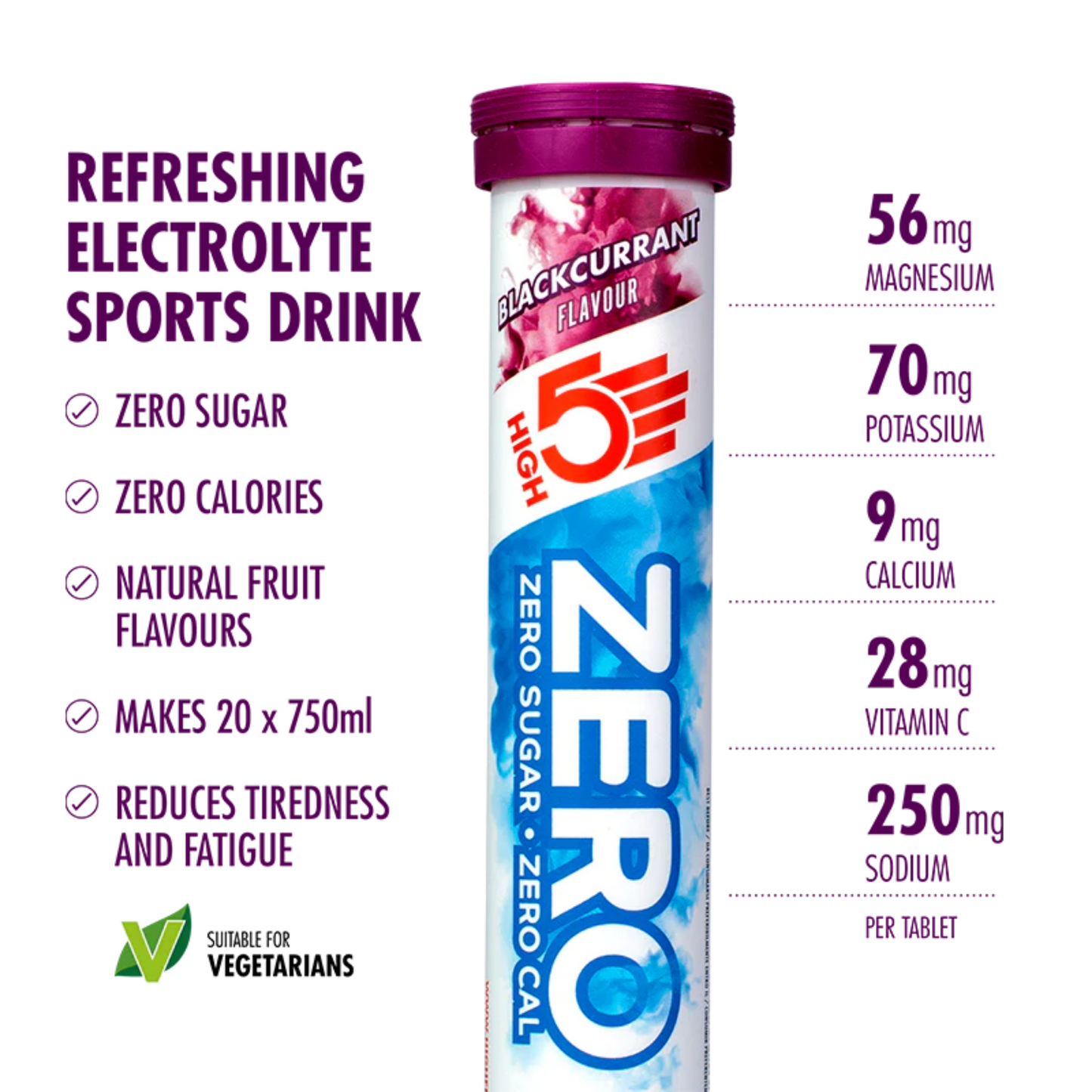 High5 ZERO Tabs Blackcurrant (8x20 tabs)