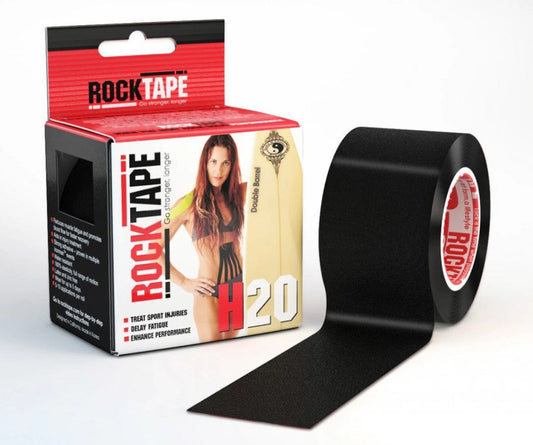 RockTape H2O Tape, Extra Sticky, 5 cm x 5 metres Black